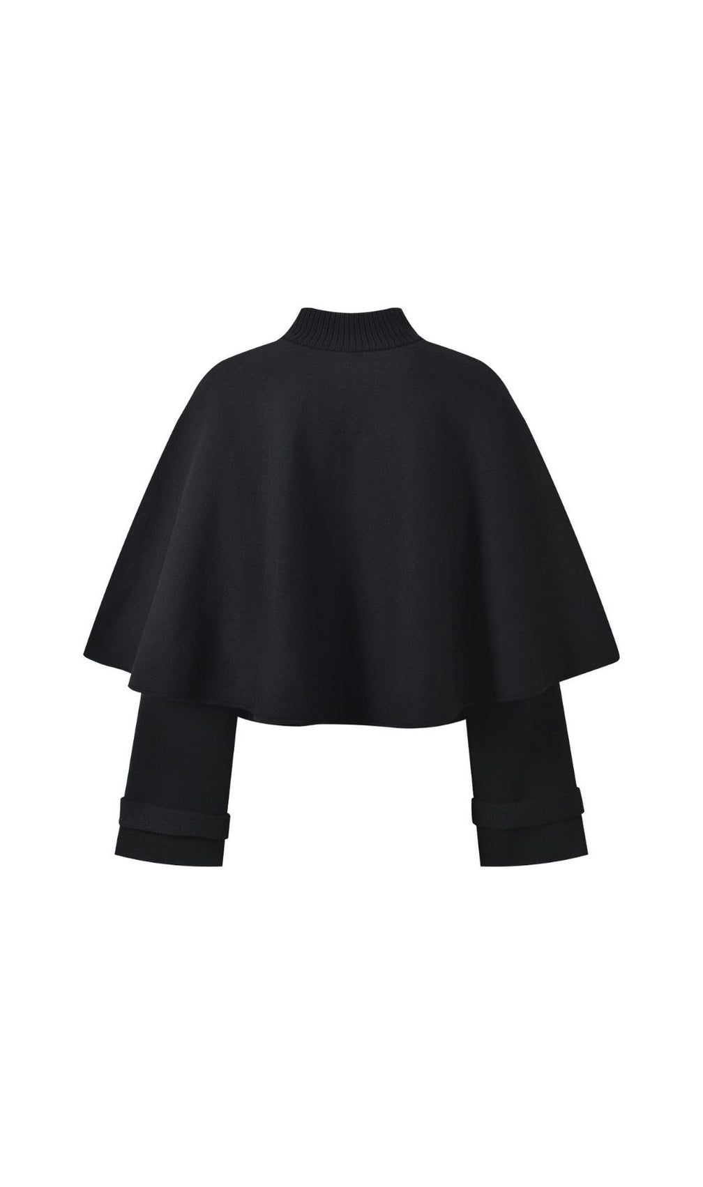 Chic Black Cape Effect Cardigan with Gold Clover Buttons