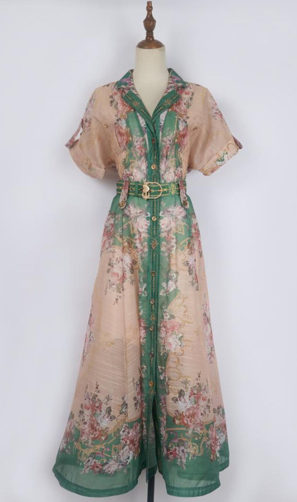 Gloria Printed Belt Maxi Dress