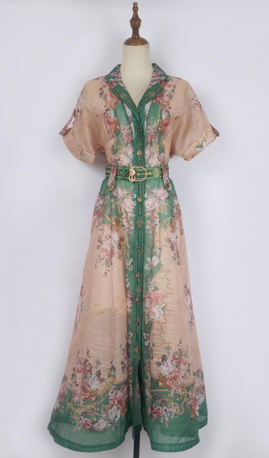 Gloria Printed Belt Maxi Dress