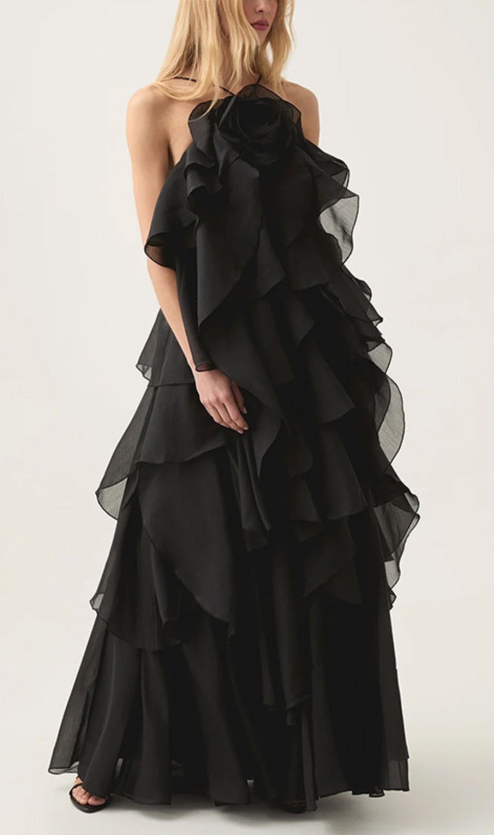 Cambree Halter Ruffle Maxi Dress