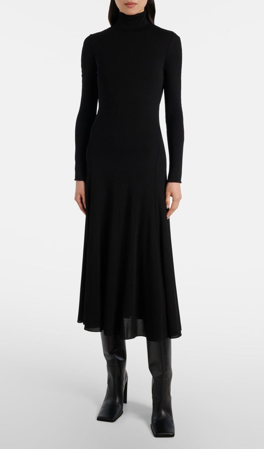Katina Black Long Sleeve Heart Midi Dress