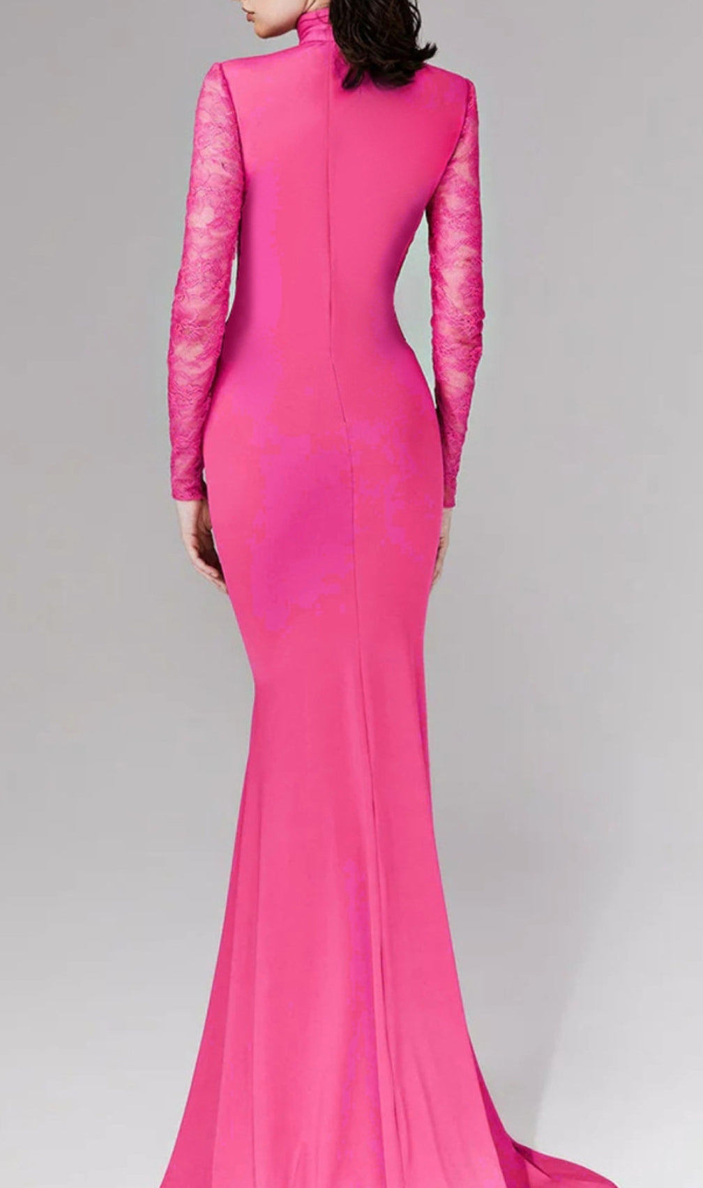 Christa Pink Long Sleeve Draped Gown