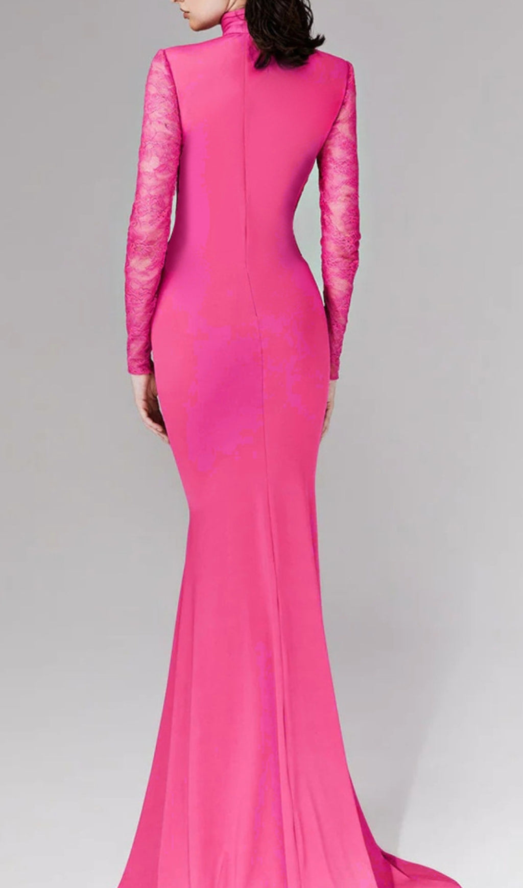 Christa Pink Long Sleeve Draped Gown