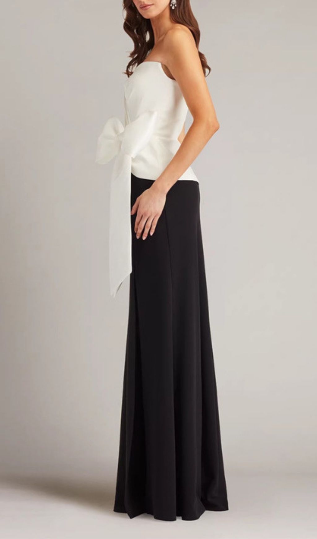 Kevine Elegant Strapless Bow Maxi Dress with High Slit | Formal Evening Gown
