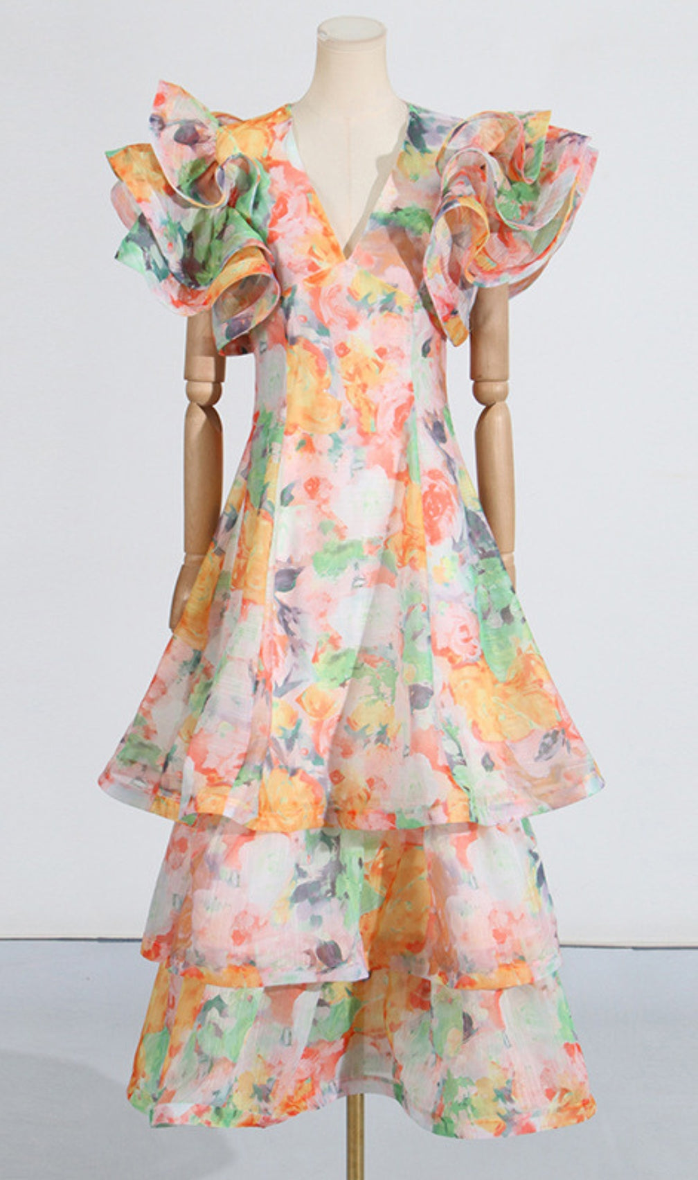 Élodie Floral-Print Ruffled Gown