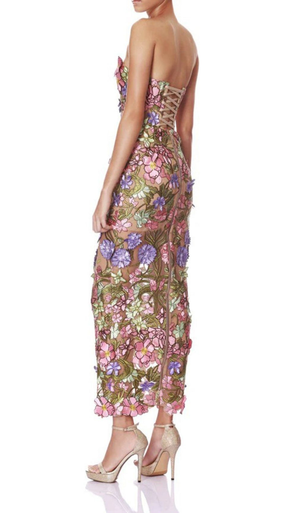 Kasey Enchanted Bloom Strapless Embroidered Maxi Dress