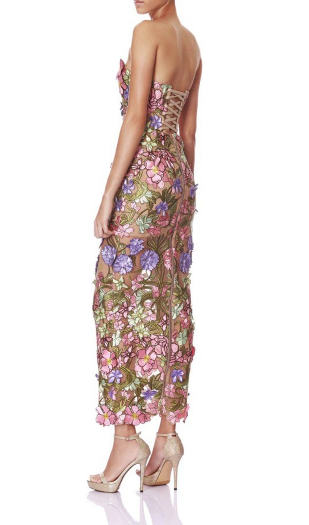 Kasey Enchanted Bloom Strapless Embroidered Maxi Dress