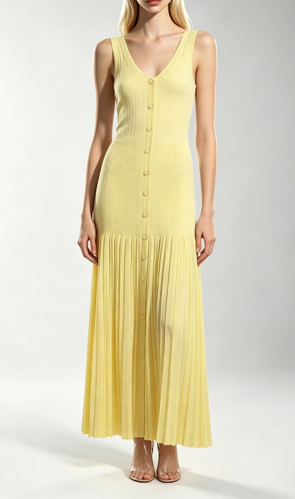 Kinsley Yellow Sleeveless Knit Maxi Dress