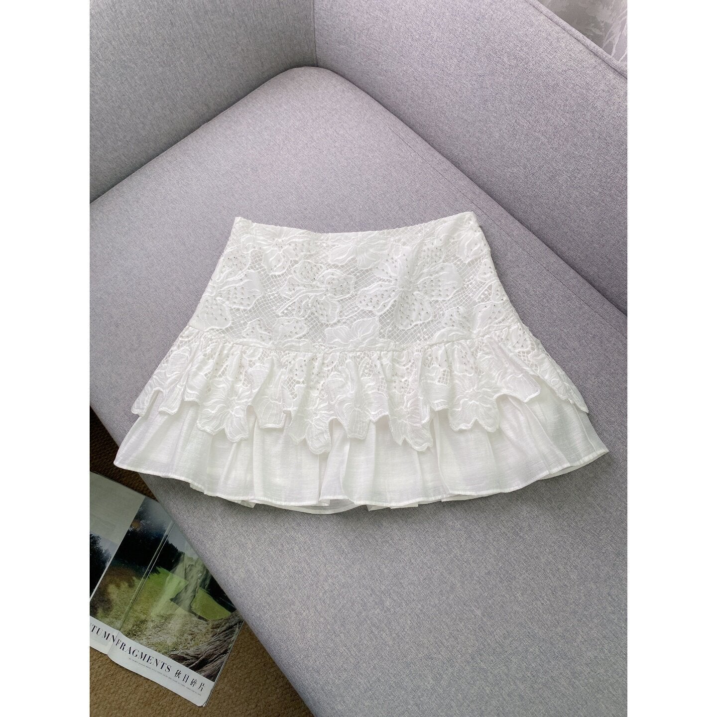 Nayla Short Guipure Lace Skirt