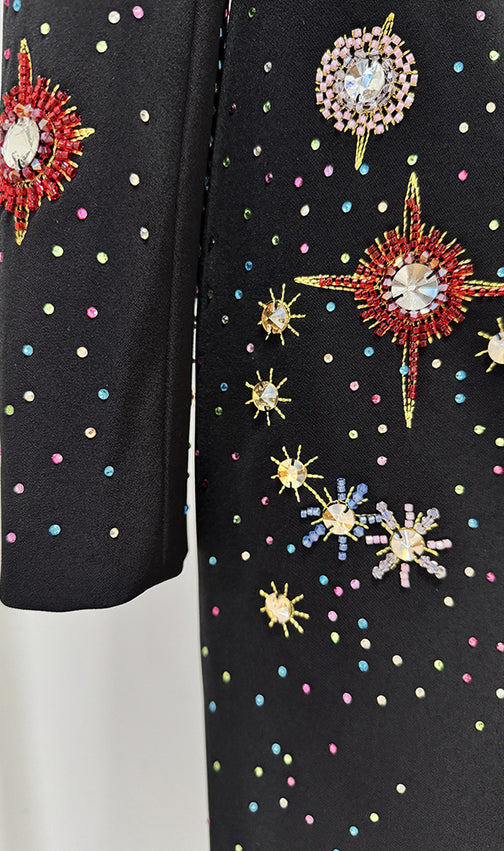 Isidore Black Jeweled Long Sleeve Mini Dress - Sparkle & Glamour for Her