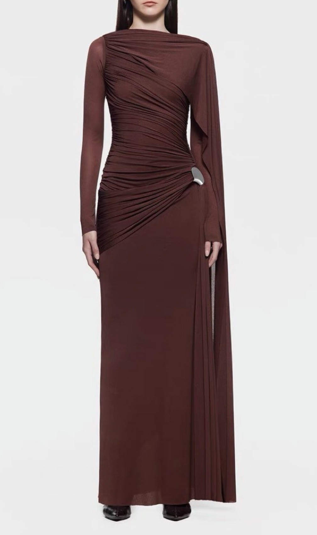 Hanayo Ruched Long Sleeve Maxi Dress