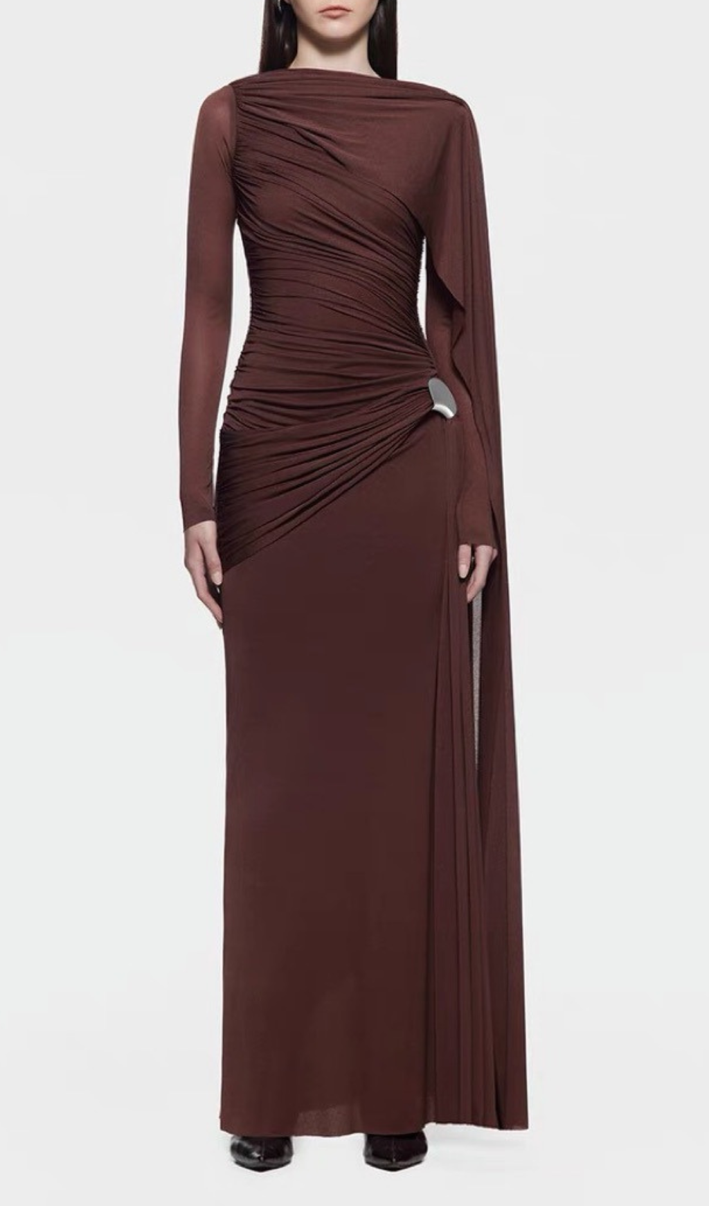Hanayo Ruched Long Sleeve Maxi Dress