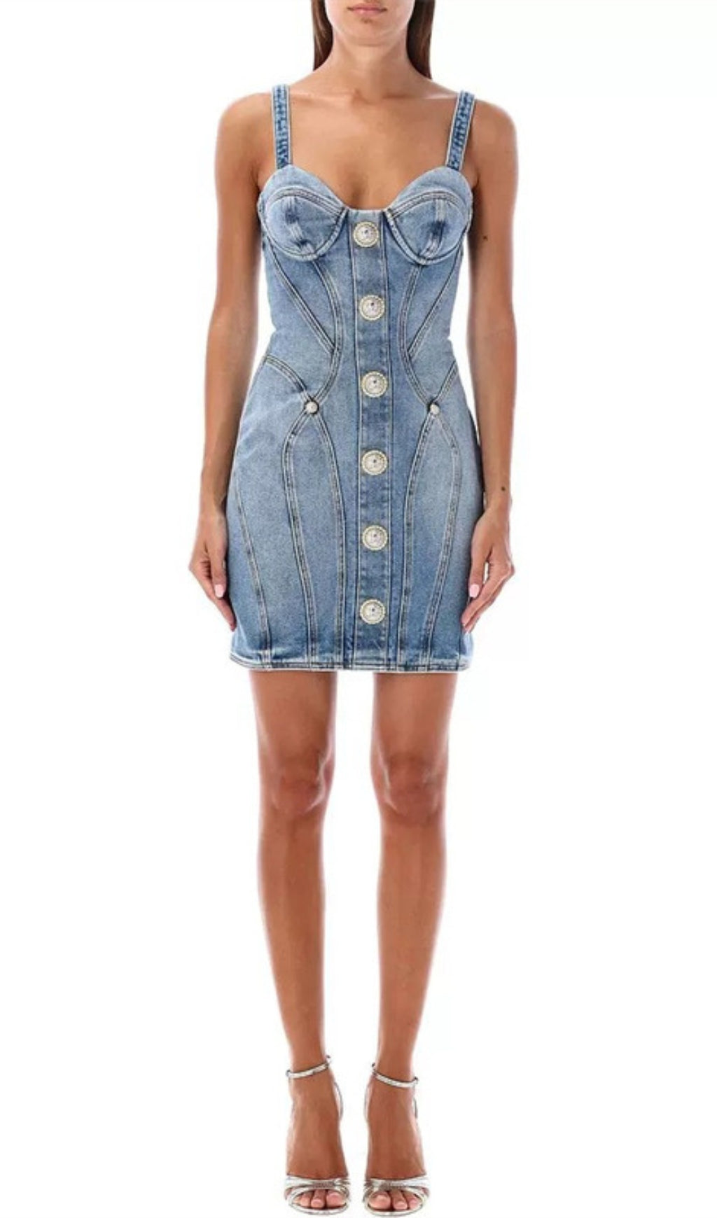 Denali Blue Buttons Denim Mini Dress