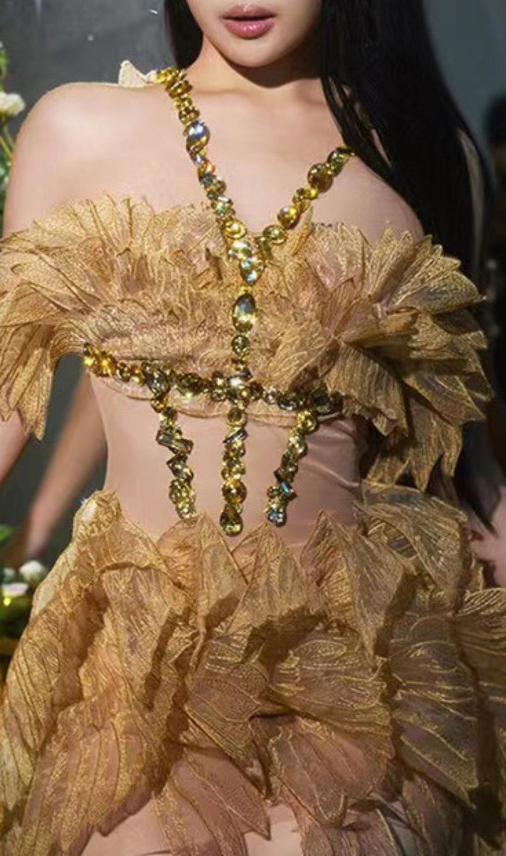 Jazlyn Gold Halter Rhinestone Mini Dress - Dazzling Glamour Party & Clubwear