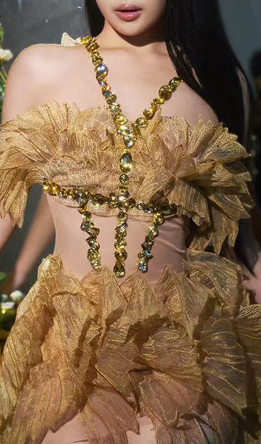 Jazlyn Gold Halter Rhinestone Mini Dress - Dazzling Glamour Party & Clubwear