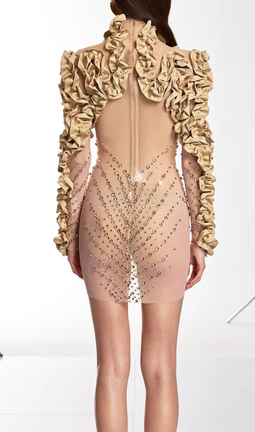 Othric Diamond Mesh Curl Mini Dress