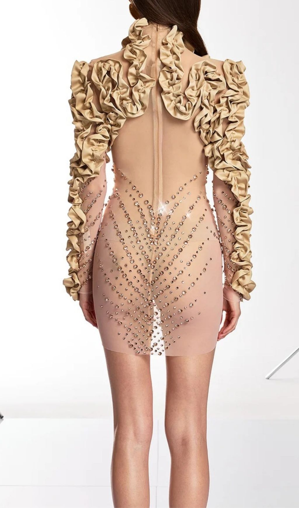 Othric Diamond Mesh Curl Mini Dress