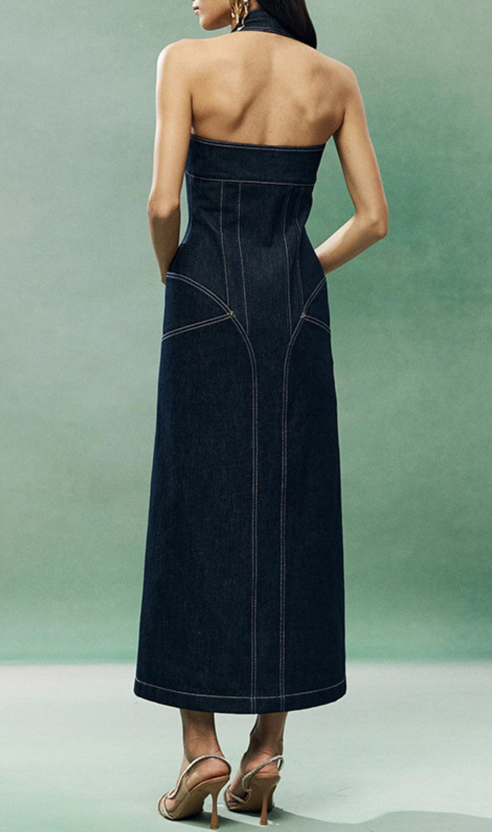 Everlee Halter Denim Midi Dress