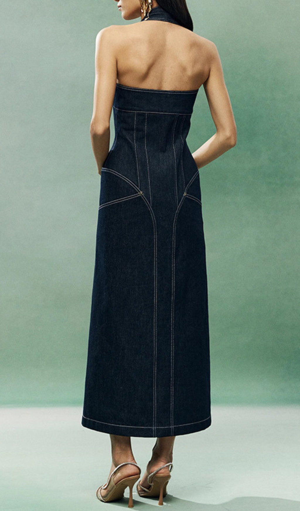 Everlee Halter Denim Midi Dress