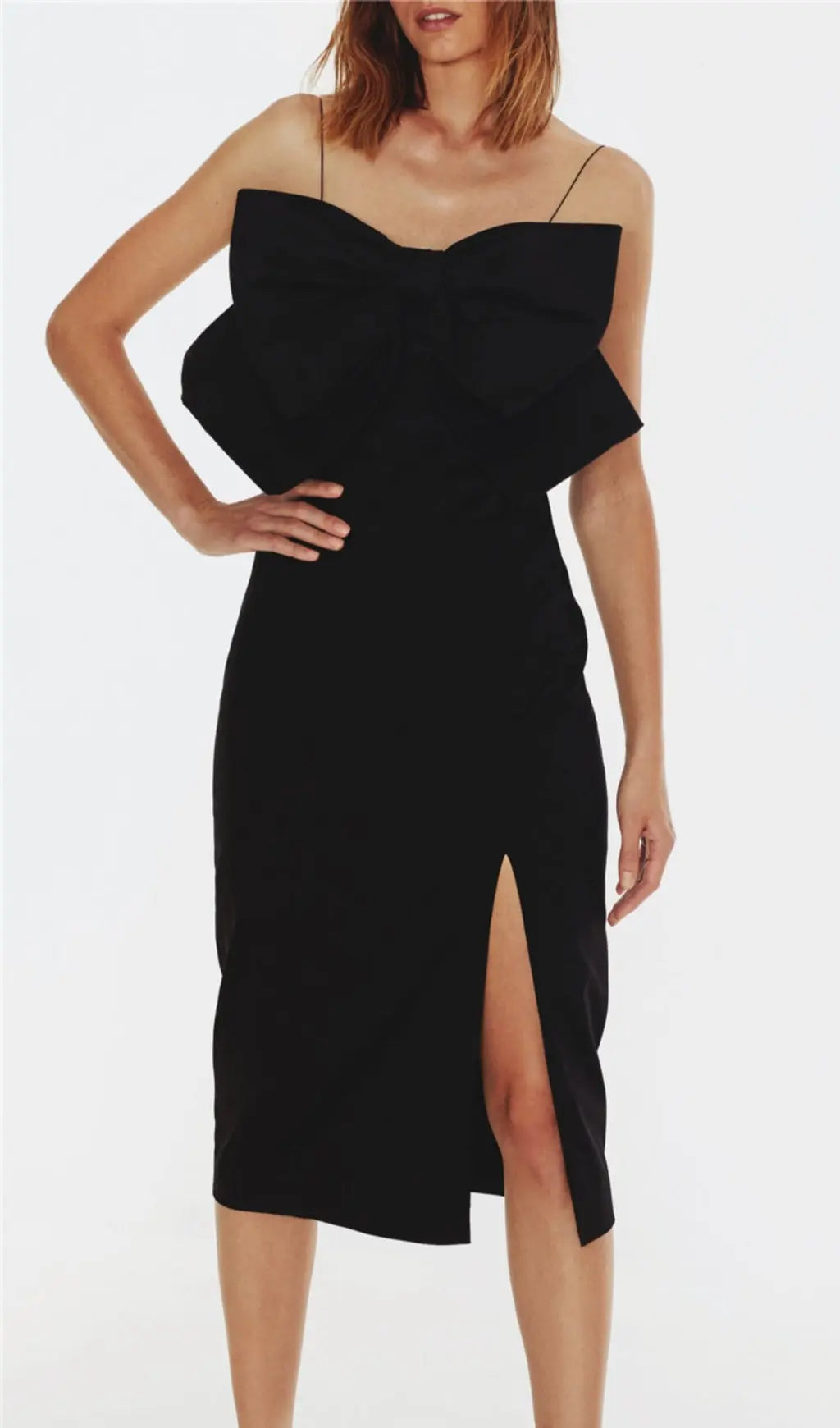 Bow Suspender Dress In Black