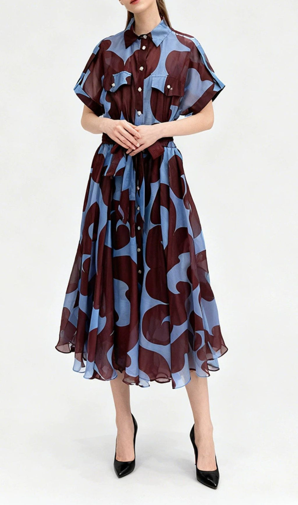 Jeroen Abstract Print Midi Shirt Dress - Effortless Chic & Versatile Style