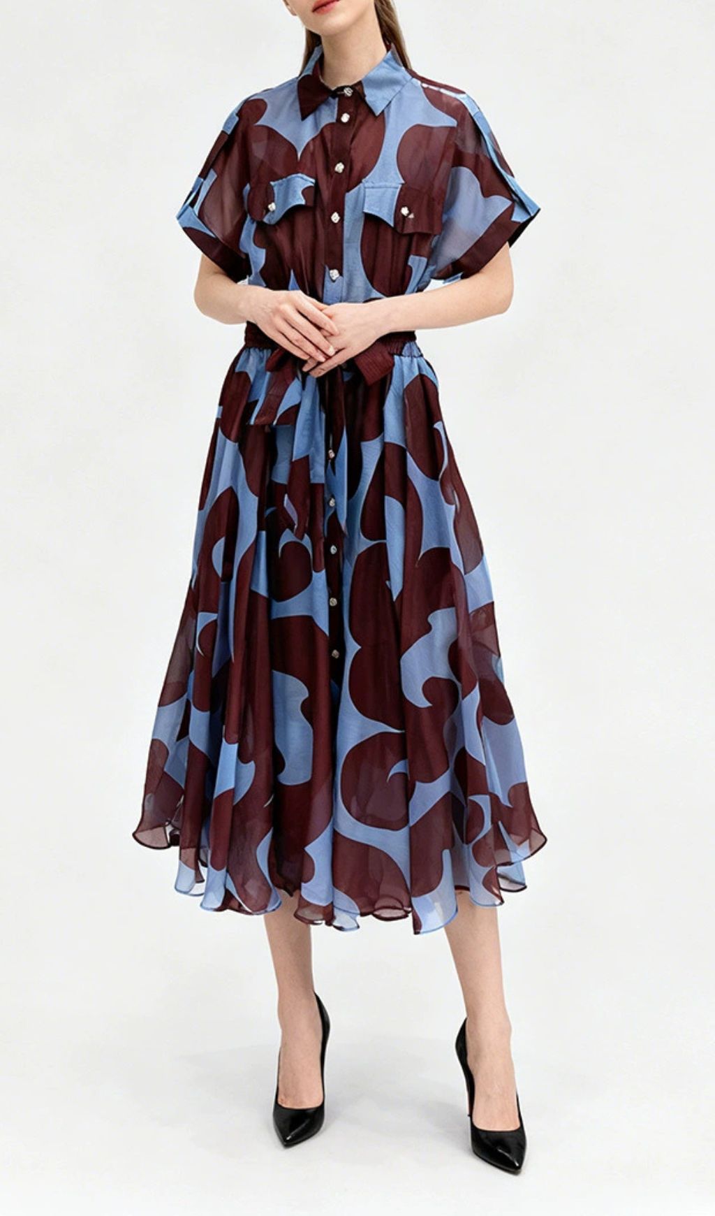 Jeroen Abstract Print Midi Shirt Dress - Effortless Chic & Versatile Style