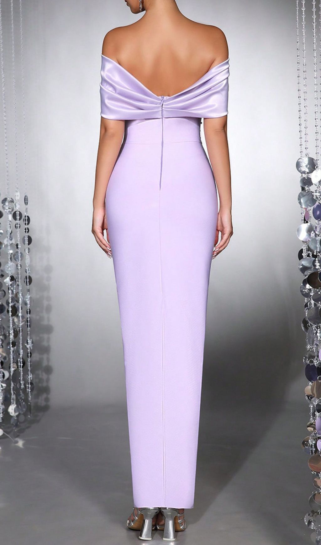 Haf Lavender Embellished Off-Shoulder Maxi Gown