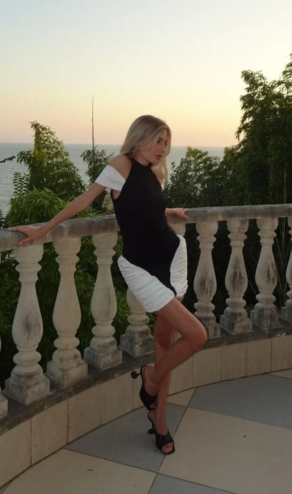 Hesperia Halter Ruched Mini Dress - Two-Tone Bodycon Glamour