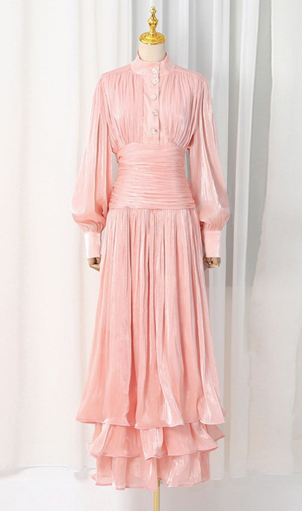 Klarika Pink Long Sleeve Maxi Dress
