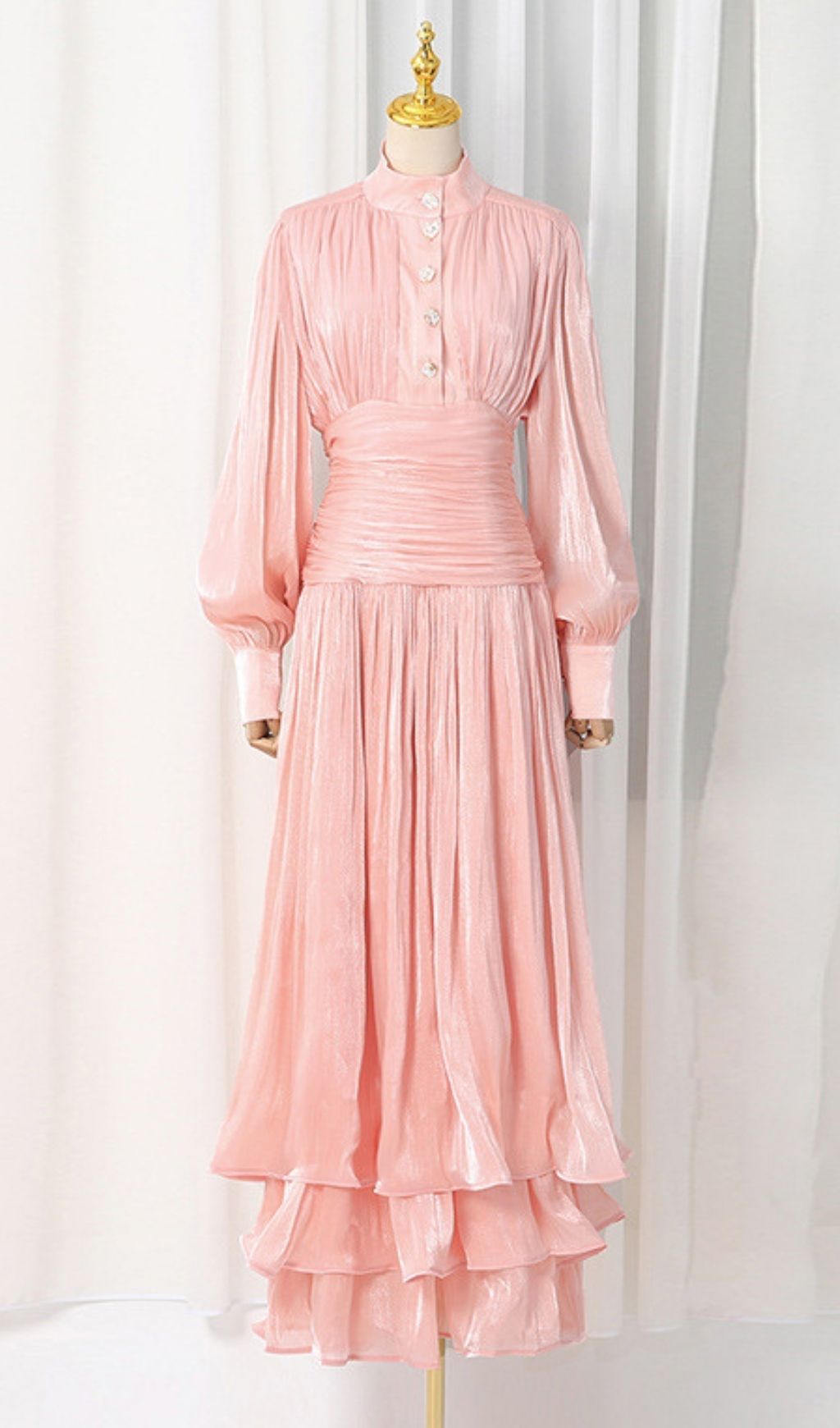 Klarika Pink Long Sleeve Maxi Dress