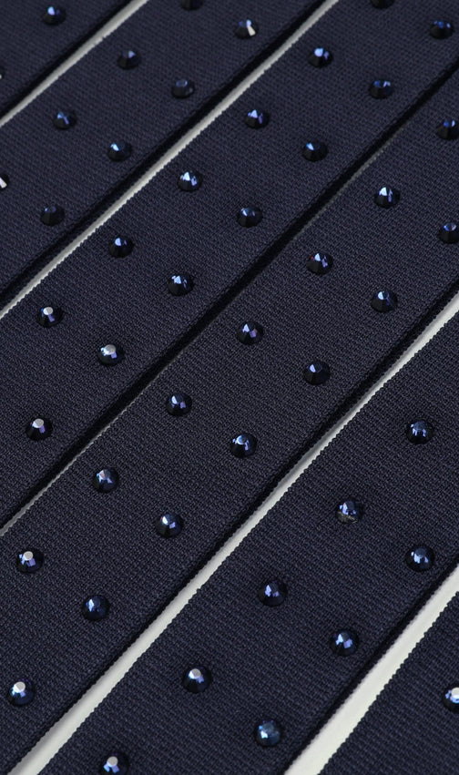 Kilikina Navy Blue Sleeveless Diamante Knit Midi Dress