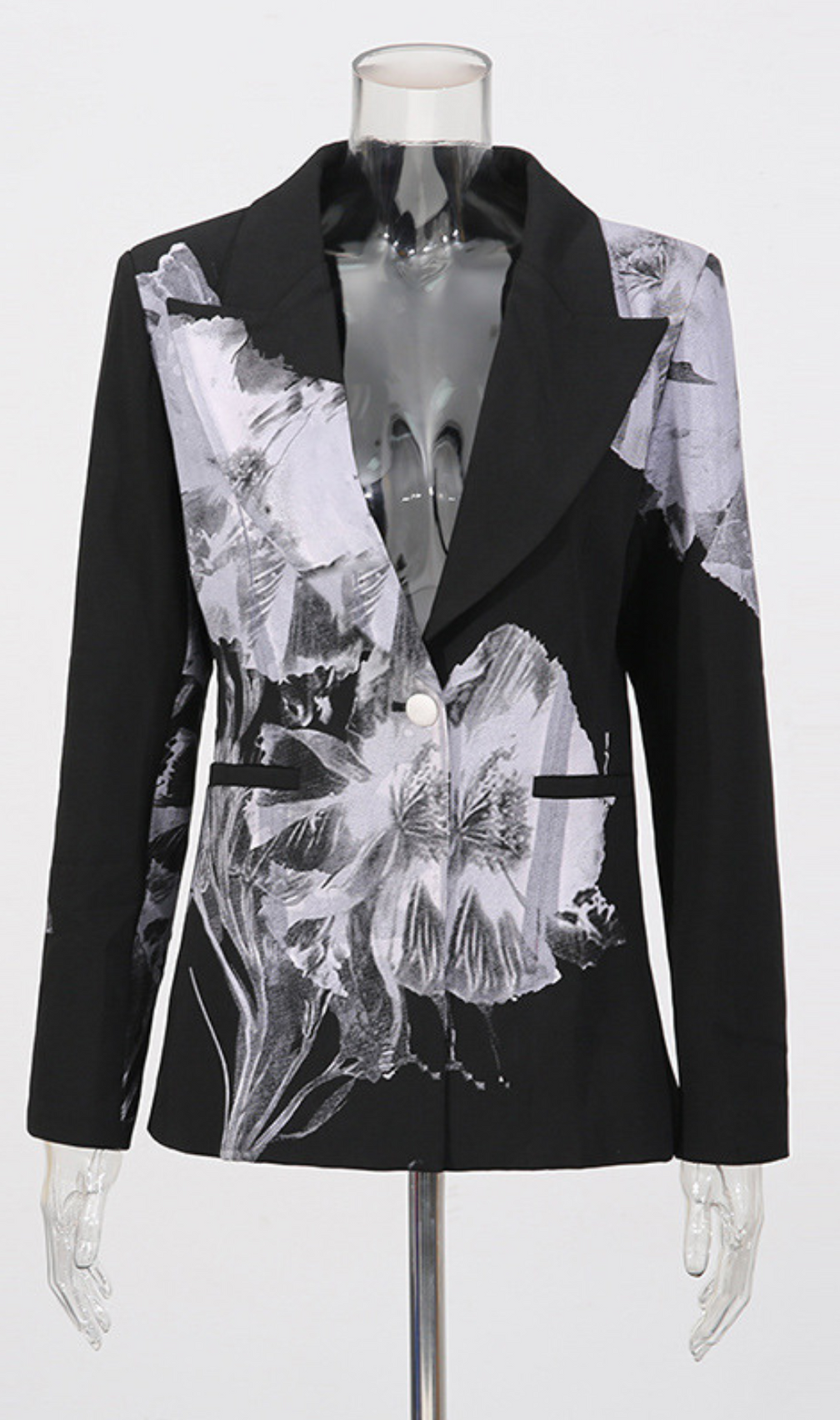 Giah Black Flower Blazer & Pants Set