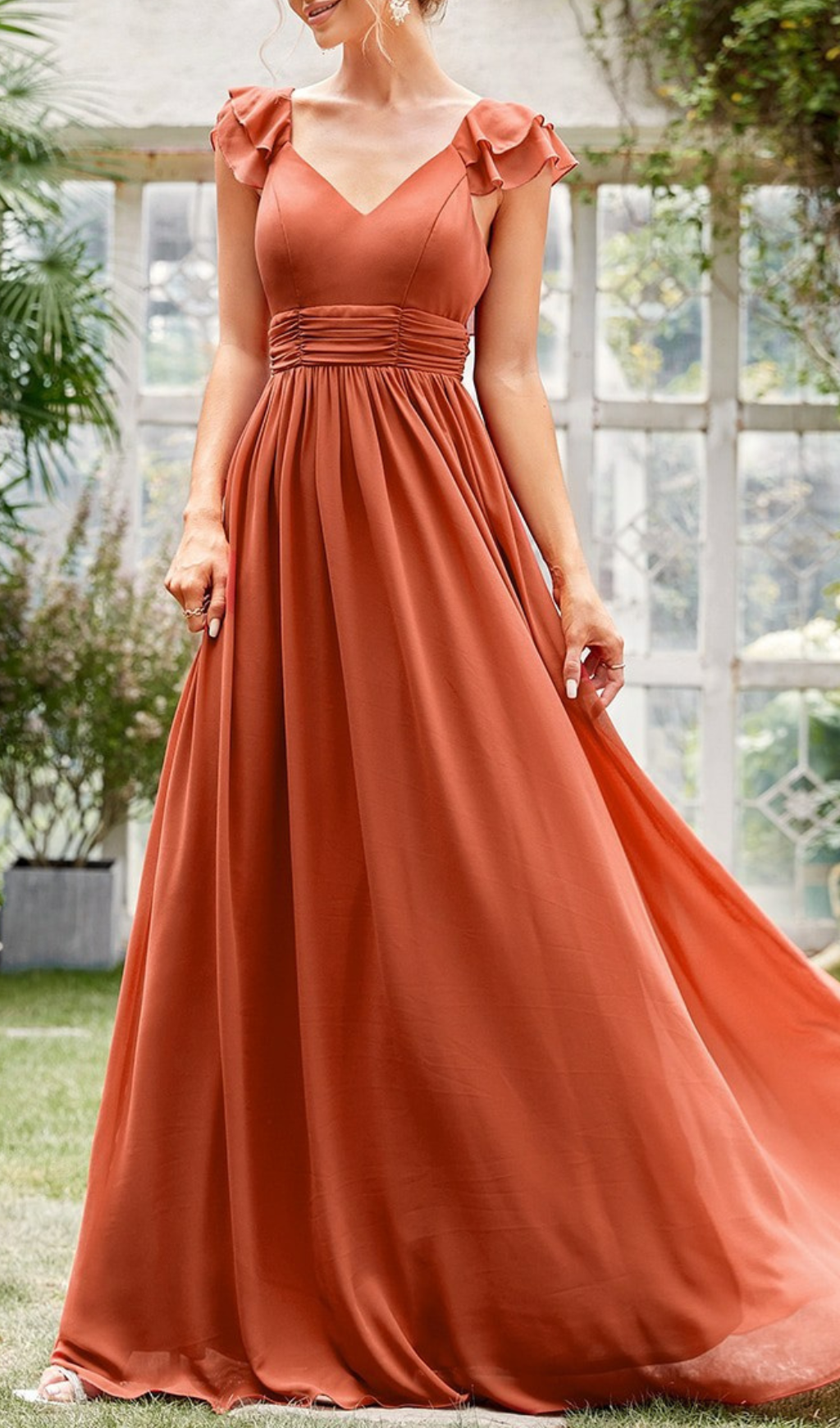 Gersemi V-Neck Ruffle Maxi Dress