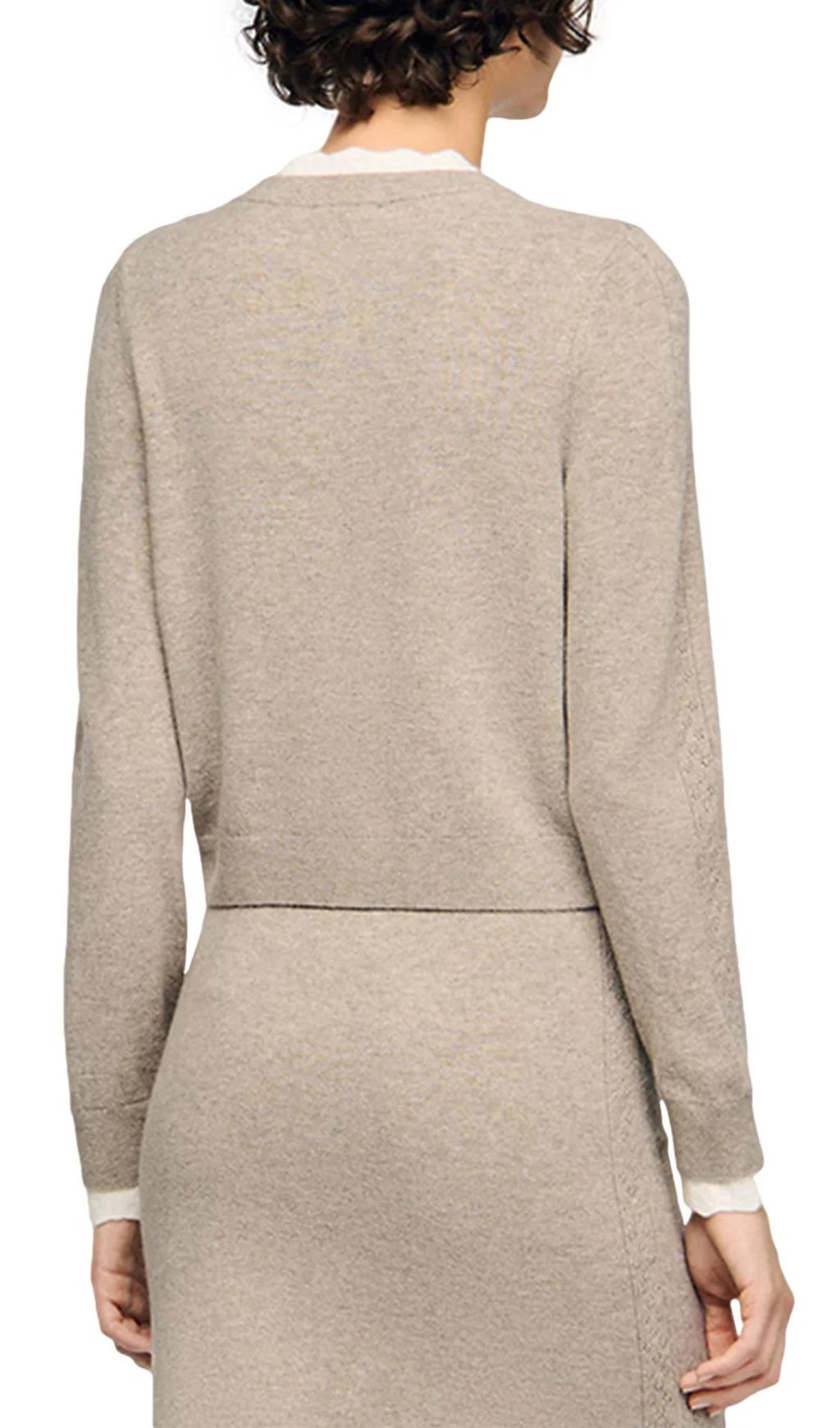 Eleome Timeless Scalloped Trim Knit Cardigan - Chic Contrast Design