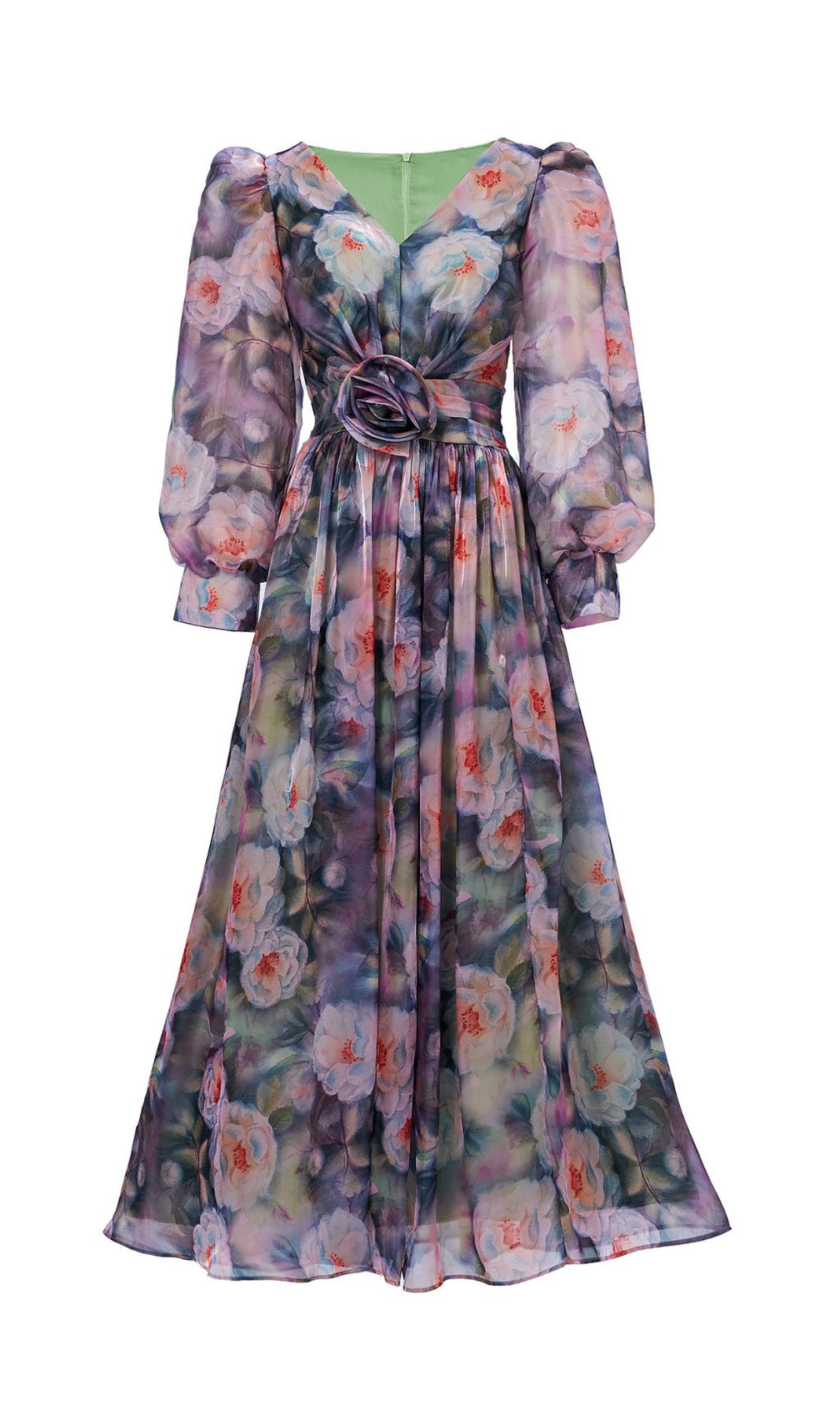 Feray Floral Printed Long Sleeve Maxi Dress