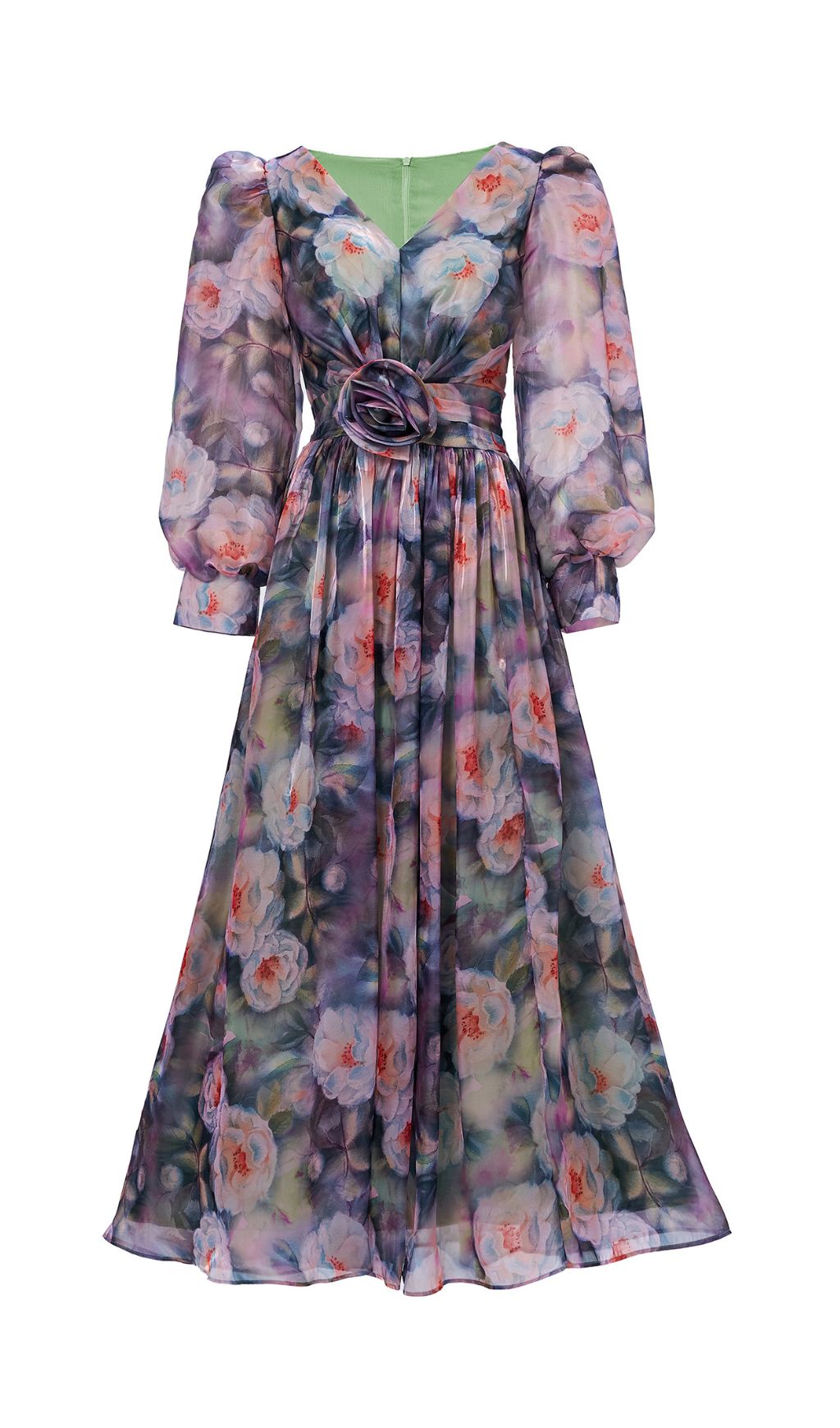 Feray Floral Printed Long Sleeve Maxi Dress