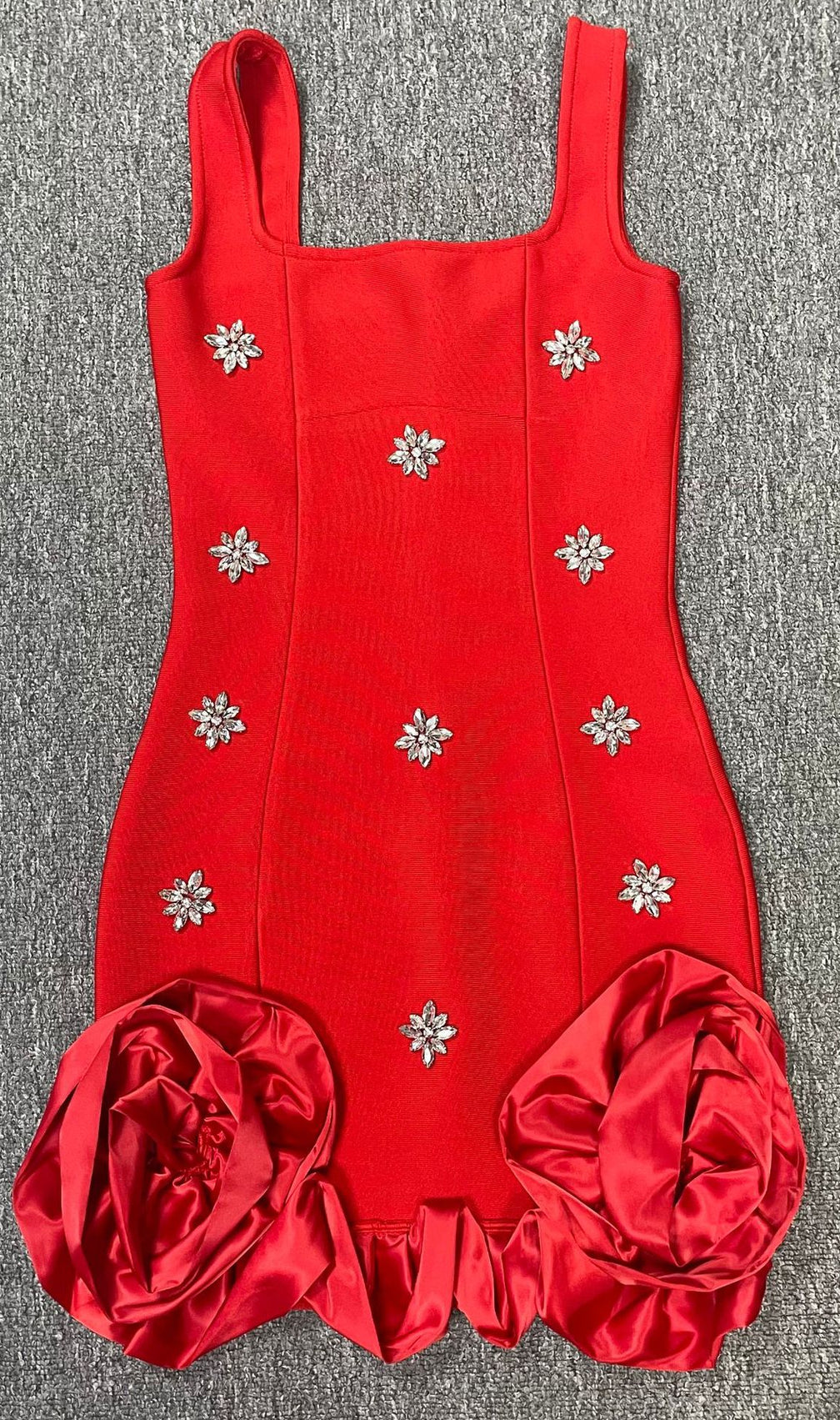 Gavan Flower Diamante Bandage Mini Dress