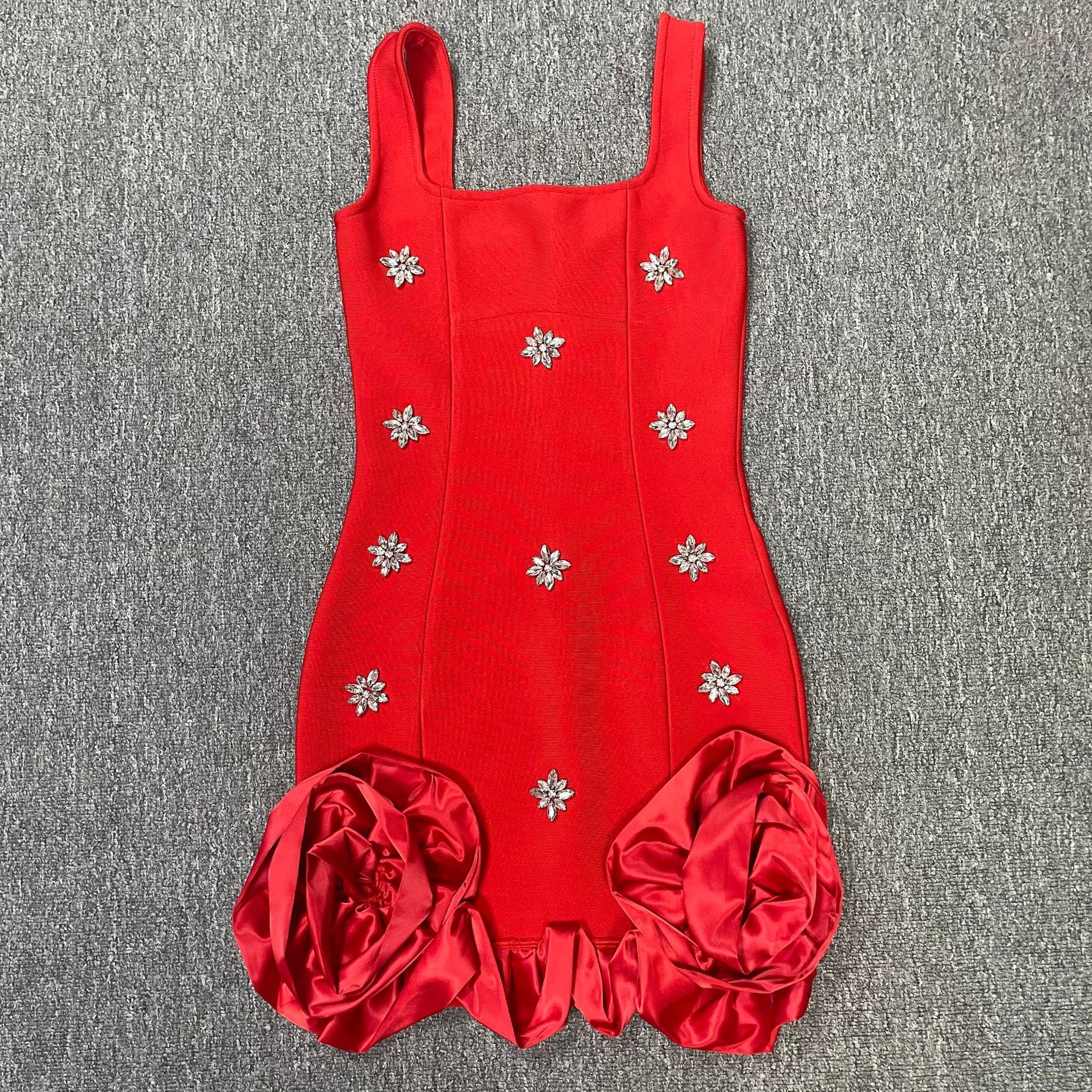 Gavan Flower Diamante Bandage Mini Dress