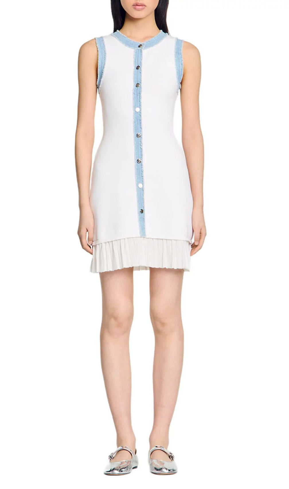 Short Knit Dress with Ruffles