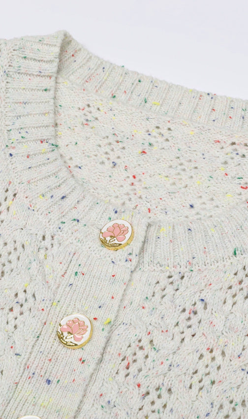 Juliet Chic Floral Knit Button Cardigan - Soft Pink & Versatile for Women