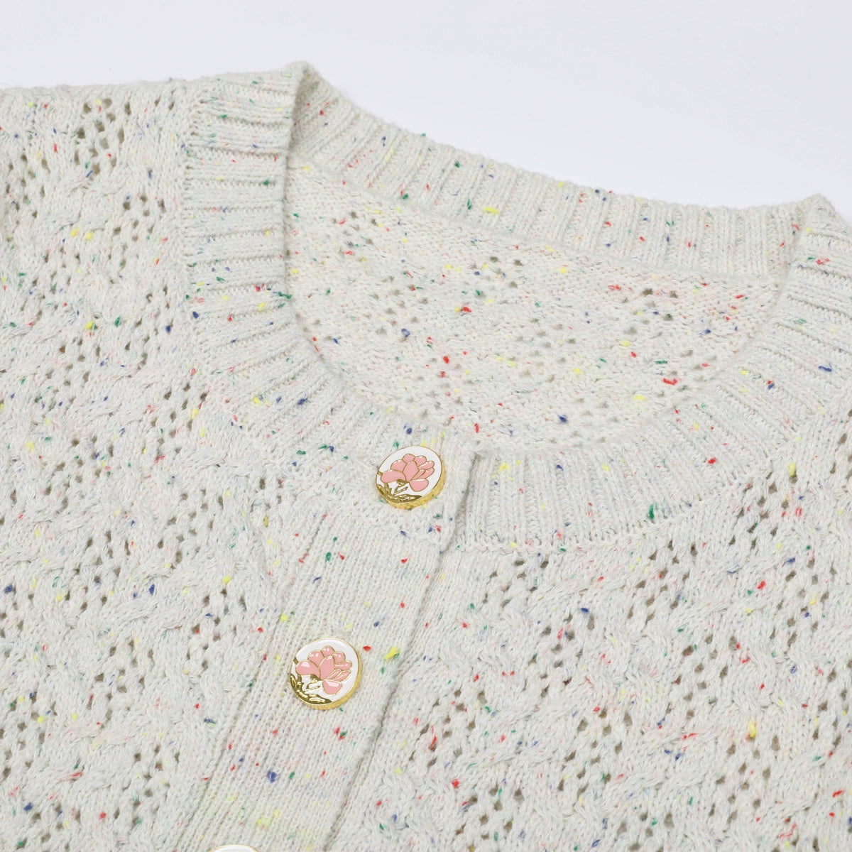 Juliet Chic Floral Knit Button Cardigan - Soft Pink & Versatile for Women