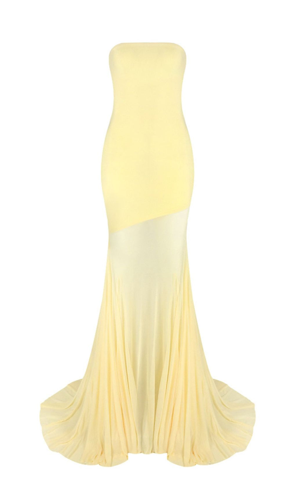 Gyda Yellow Strapless Mesh Maxi Dress