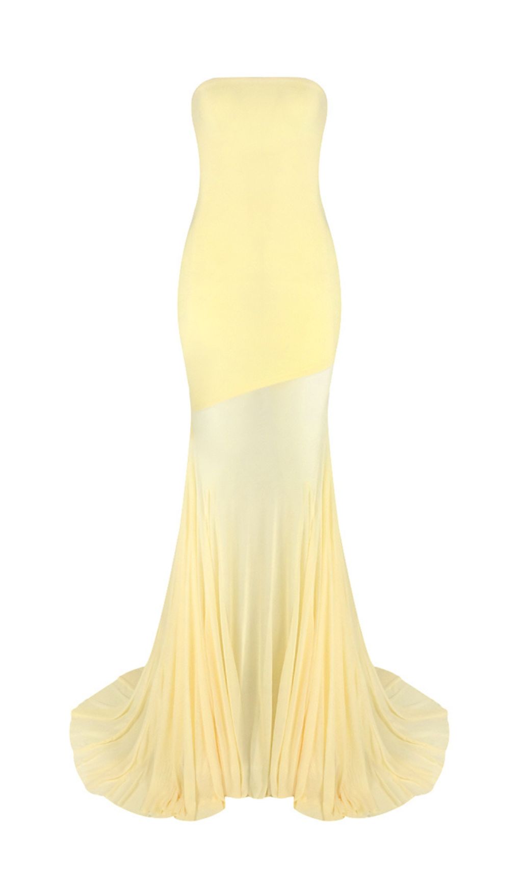 Gyda Yellow Strapless Mesh Maxi Dress