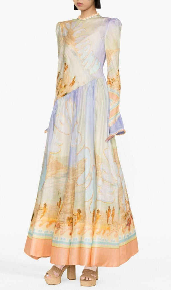 MULTICOLOR PRINTED MAXI DRESS