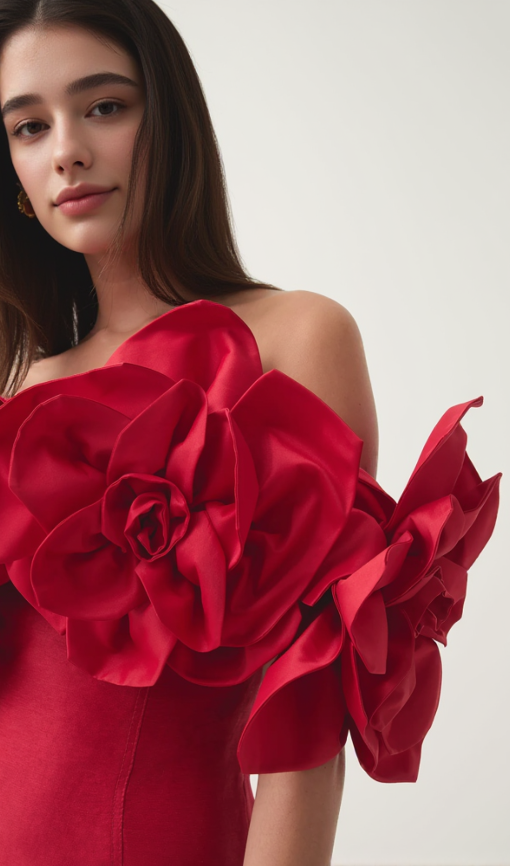Etta flower strapless mini dress in red