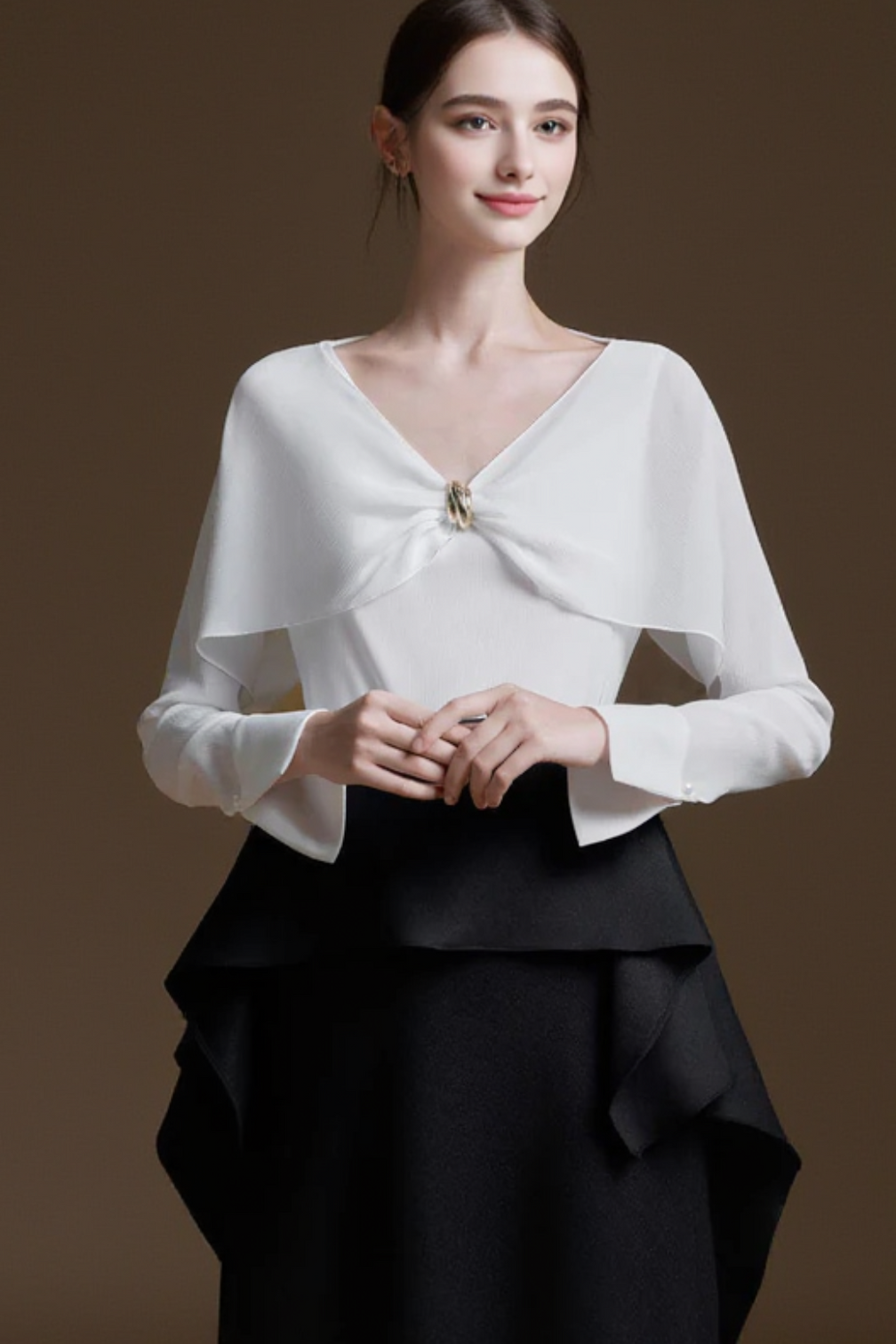 Nelly Straight Ruffled Melani Midi Skirt