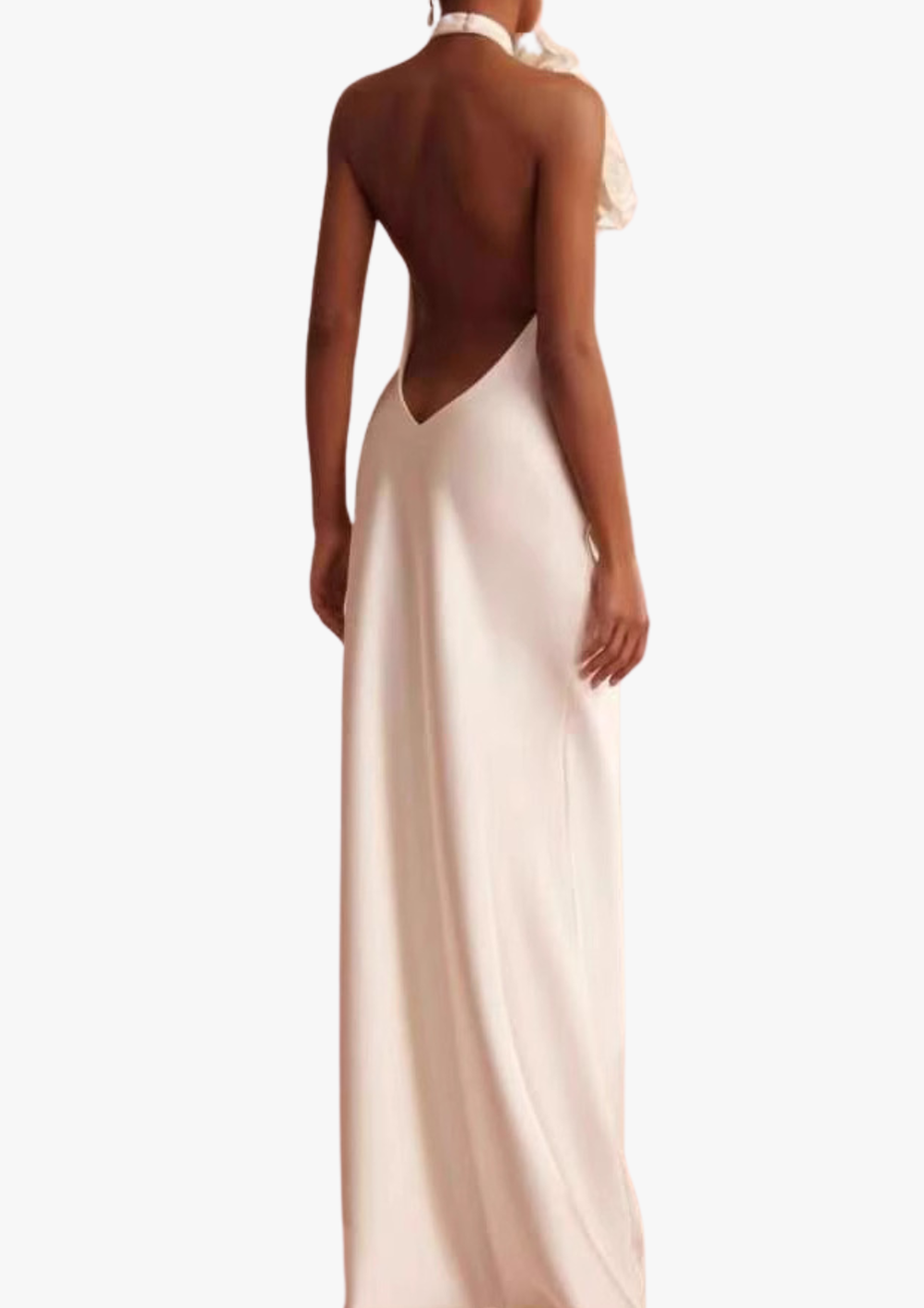 sherry Halterneck Floral Applique Maxi Dress in white