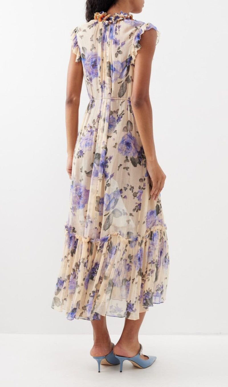 FLORAL SLEEVELESS MIDI DRESS