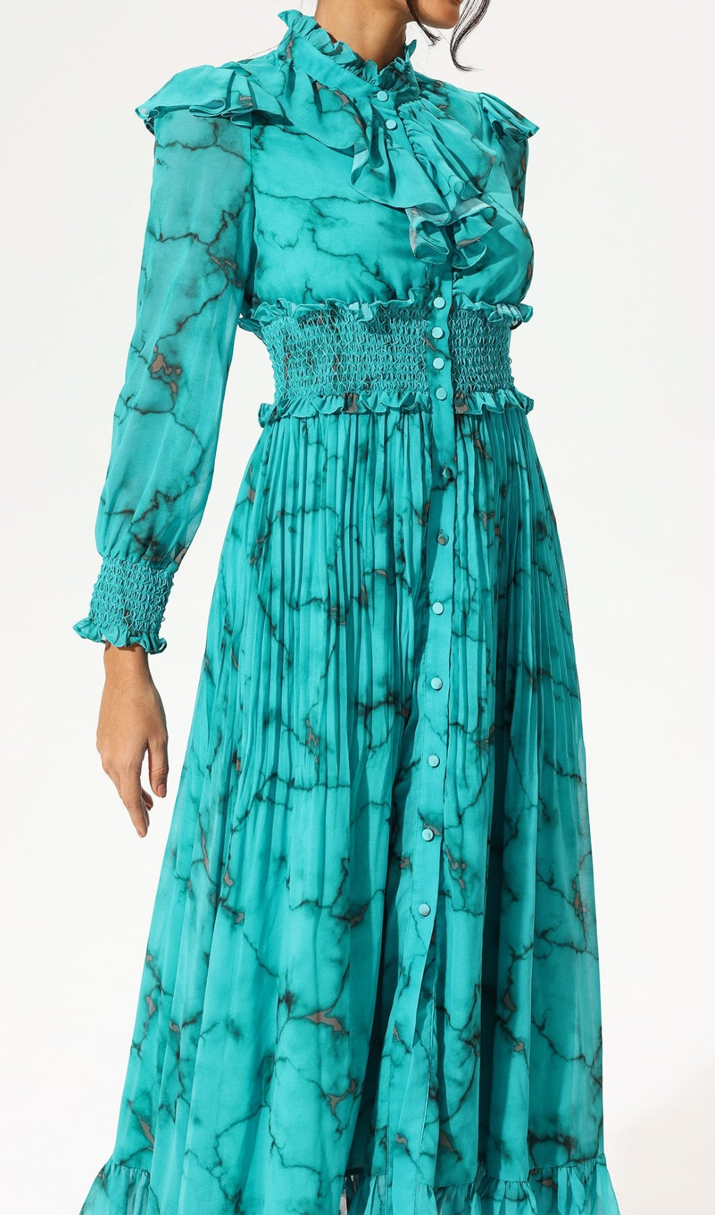 SILK MAXI DRESS WITH MARBLE PRINT