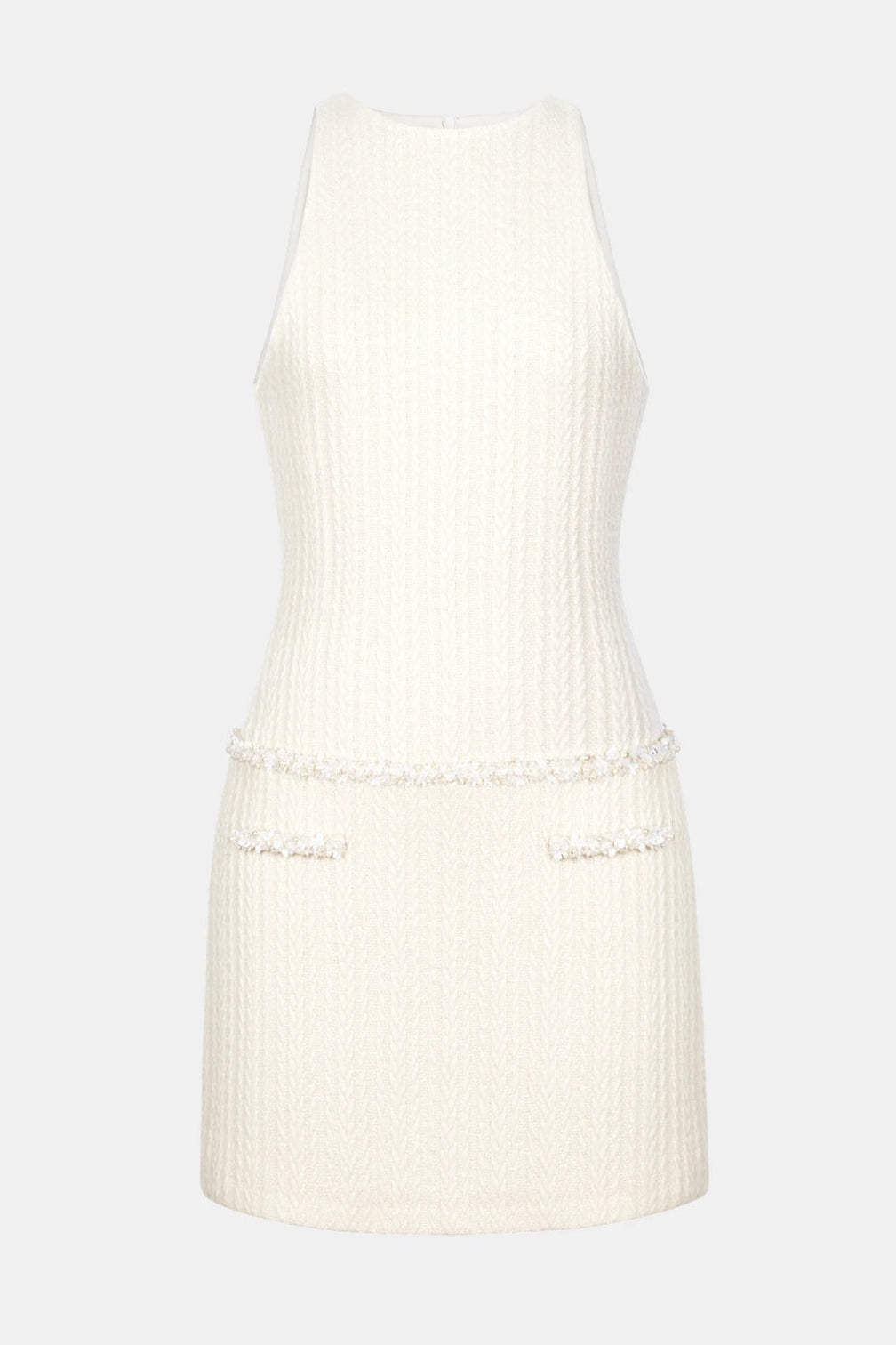 Abene Sleeveless Beaded Embellished Knit Mini Dress